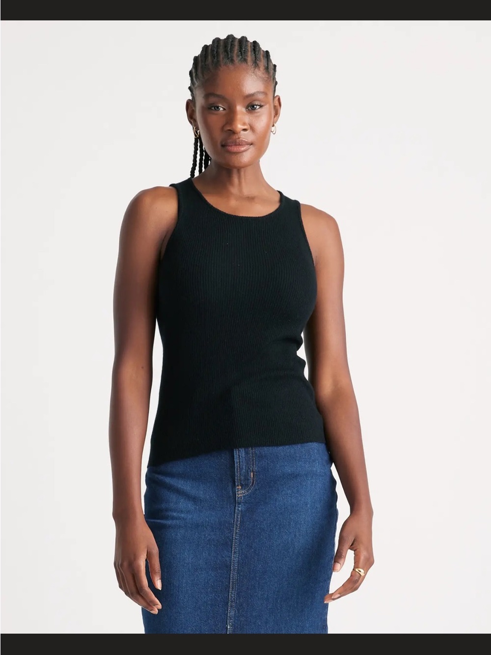 Quince Featherweight Cashmere Ribbed Knit Tank Top. Preowned
